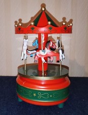 XMAS Weihnachts Pferde Karussel Spieldose Spieluhr mit Musik "We wish you a ...