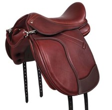 Pony Sattel 1142 aus Leder, wechselbares Kopfeisen, Polyflex Baum, Braun