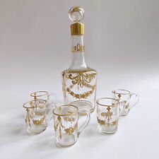 Altes Empire Likör-Set Karaffe Gläser Gold Email Stil Louis XVI Frankreich antik