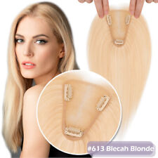 Damen 100% Echthaar Topper Toupee Clip in Human Hair Toupet Haarteil Handgemacht