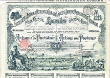 S.A. Metallurgica Romana Lemaitre histor. Aktie 1899 Rumänien România Roumanie