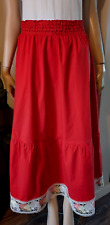 Damen Rock Baumwollrock Dehnbund Spitze Rot+ G. Sjöden Beutel Lagenlook 42/44 XL