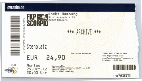 Archive ticket 2012 tour - 2012,