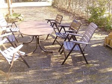  gartentisch werzalith oval mit 6 stühlen braun gebraucht klappbar