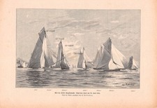 Kieler Woche - Segelboote Lais Carina Baruna Mücke Wiking Meteor - 1894 ~22x32cm