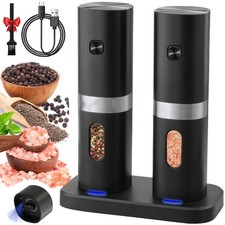2 Stück Elektrische Gewürzmühle Set USB Aufladbar Pfeffermühle Salzmühle Profi