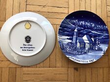 1987 Weihnachts-Teller Sammlerteller Wandteller Bavaria Porzellan Kobalt-Blau