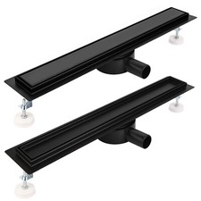 Duschrinne Schwarz 30-120cm Ablaufrinne Duschablauf Bodenablauf Edelstahl