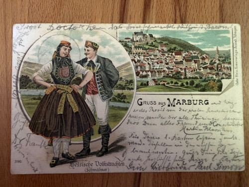 Marburg 1898 litho trachten - marburg,