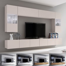 Moderne Wohnwand CALABRINI-1 Wohnzimmer-Set Hängewohnwand Hochglanz 10-Farben