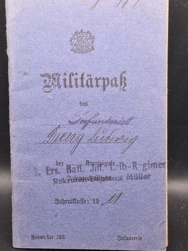 Militärpass 1911 wehrpaß - militärpass,