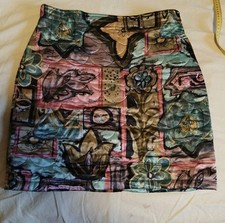 Wattierter Rock 40 Stepp Bunt Bleistiftrock Satin Glanz 