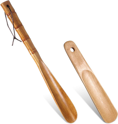 2er set schuhlöffel holz lang - schuhlöffel,