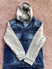 Kinder Kapuzen Jacke Jeans blau grau Jungen Gr. 152 11-12 Jahre