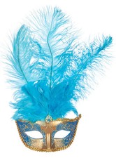 Venezianische Federmaske blau - Ideal für venezianischen Maskenball, Krimidinner