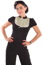 SugarShock Levke Polka Dots 50s retro Puffärmel Rockabilly Stehkragen T-Shirt 