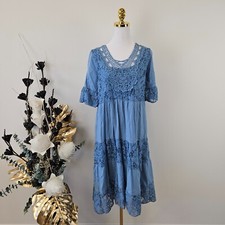 Ibiza Tunika Kleid Blau Häkel