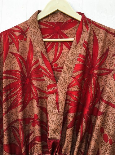 Pure seide kaftan brown lang - kaftan,