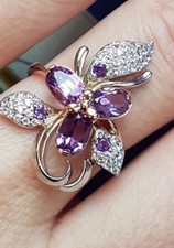 Flower RING Amethyst and Cubic