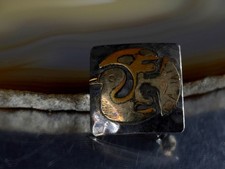 Brosche Silber 925 Vogel geschwärzt Mexiko gewölbt - ausgefallen & markant 18 k 