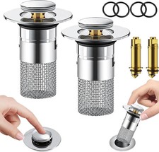 2 Edelstahl Pop- Up Waschbeckenstöpsel Abflussstopfen Ablaufgarnitur Abflusssieb