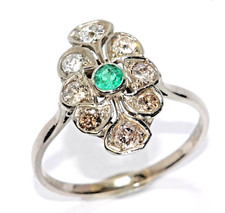 Ring Smaragd Diamant 050 ct. Sma.0,10 750/18K antik Gr.62-3/19,9mm änderbar