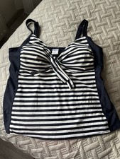 Tankini Oberteil Gr 52 Und Hose Gr 50 Dunkelblau Und Weiß Gestreift Wie Neu