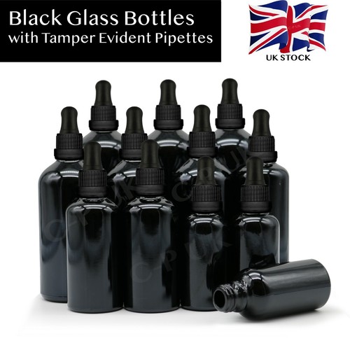 Schwarz glas tropferflasche - schwarz,