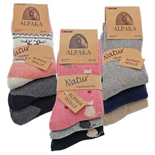 + Alpaka Socken Damen Mädchen Wollsocken Kuschelsocken warm - 3 Paar