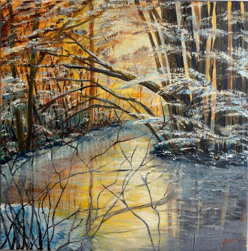 Winterlandschaft acrylgemälde - winterlandschaft,