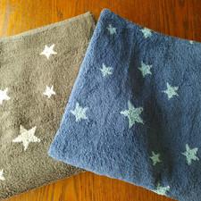 2x Badetuch Handtuch grau weiß blau weiß Frottee Baumwolle Sterne