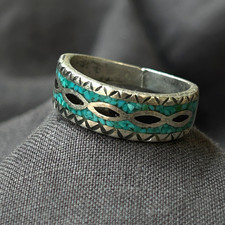 Vintage Indianerschmuck Navajo Ring, Silber, echte Türkiseinlage
