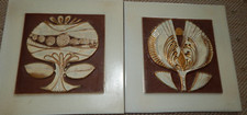Ceramano 2 Vintage  Keramik Wandbilder "Magnolie" 29,5 x 29,5 cm