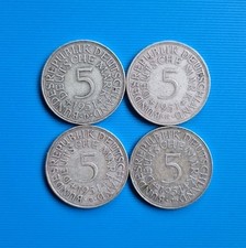 5 Mark, DM, BRD, 1951, 4 Stück, D,F,G,J, Silberadler, Silberfünfer, Heiermann