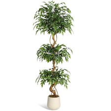 Kunstpflanze Ficus Dekobaum Holzstamm Zimmerpflanze Kunstbaum 120/150/180CM