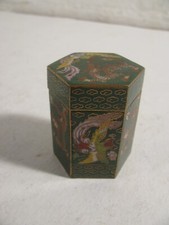 Cloisonne Deckeldose signiert