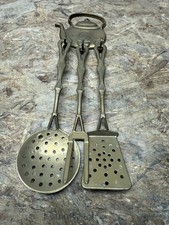 Messing Küchenbesteck Deko 4-teilig Kelle Pfannenwender Gabel Löffel Vintage