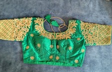 NEU Indische Bluse grün Top Saree Blouse Gala Kleid Sari Croptop Größe 36/38 S