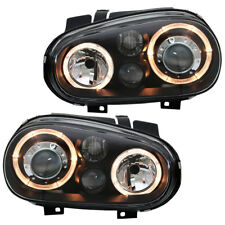 Depo Scheinwerfer Angel Eyes für VW Golf 4 IV Bj. 1997-2003 Schwarz mit NSW