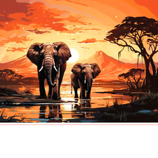 Kunstvolles Elefanten 5D Diamond Painting Set, ohne Bilderrahmen 40x30cm