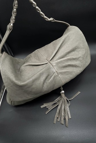 Leder schultertasche grau - leder,