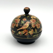 Vintage Schmuckbox Deckeldose Vogel Indienne Stil Blumen Asia Schatulle #3572