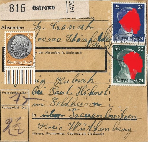 Paketkarte ostrowo 1943 - 1943, n