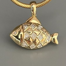 ENTZÜCKENDER FISCH ANHÄNGER MIT 11 DIAMANTEN 0,11ct 333/-GELBGOLD WERT 798,-€