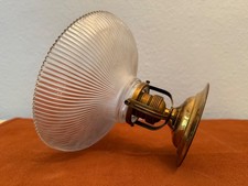 Vintage Deckenlampe aus Glas und Messing – geriffelter Glasschirm – Industrie St