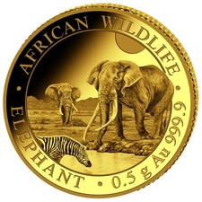 Goldmünze 0,5 g gr. Gramm Somalia Elefant 2026 20 Shillings 999.9 Gold PP