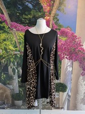 NEU: Long-Tunika, schwarz mit streckender Leo-Musterung, Gr. XL, weit + bequem 