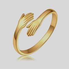 Verstellbarer Sterling Silber Ring Umarmungsring offener Ring Hände Emotional