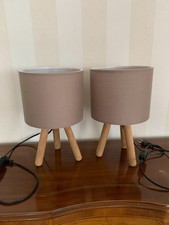 2er Set Nachttischleuchten Nachttischlampen Tischlampen braun