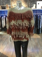 Damen Pullover Pulli Strick Zottel beige weinrot Gr. 38 - 42/44